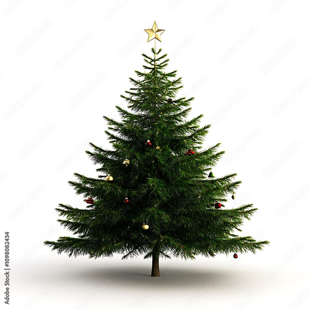 Fototapeta premium Christmas Tree with Star on Top Illustration