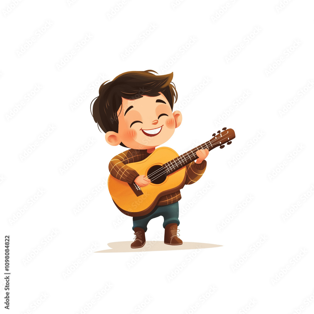 Obraz premium a boy paying guitar