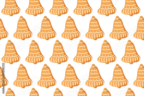 Orange bell patterns arranged in an orderly fashion on a white background