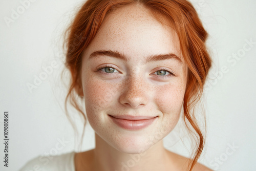 Young Female Smiling Portrait on a Plain Background