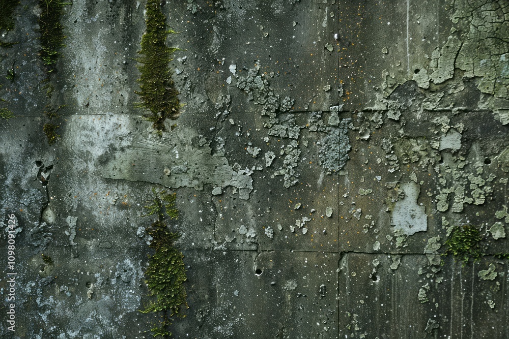 Obraz premium Photo of Old dirty gritty mossed concrete wall. Background texture for backdrops or mapping