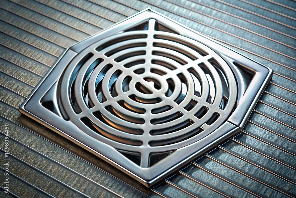 Obraz premium Stylish bathroom drain grille, contemporary look.