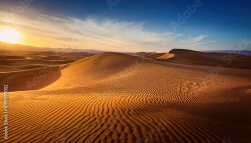 Desert Landscape with Flowing Sand Dunes and Waves