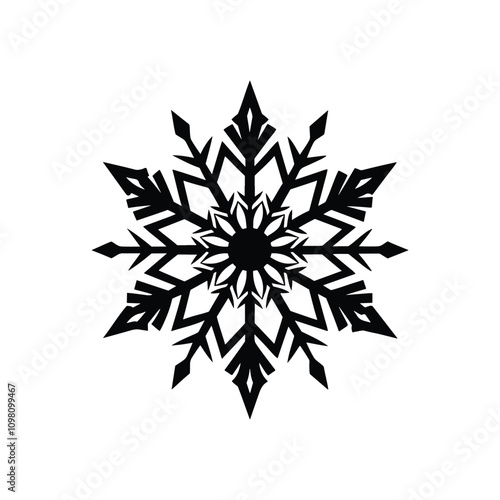 Classic snowflake with detailed symmetrical icy patterns ideal for winter and festive seasonal designs