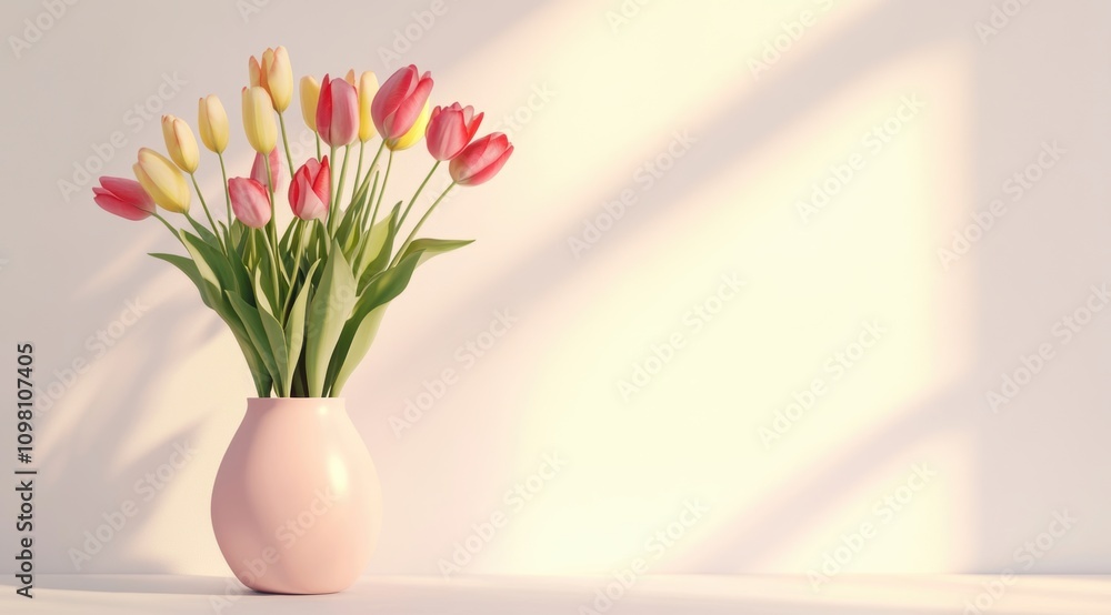 Obraz premium Large bouquet of tulips in a pastel vase 
