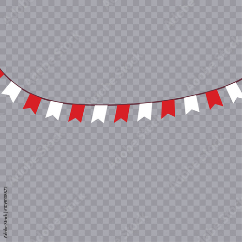 Festive flag garland vector illustration. Retro bunting in simple flat style, isolated on white background. Carnival, birthday, circus border decoration.
