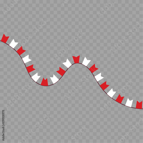 Festive flag garland vector illustration. Retro bunting in simple flat style, isolated on white background. Carnival, birthday, circus border decoration.
