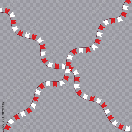 Festive flag garland vector illustration. Retro bunting in simple flat style, isolated on white background. Carnival, birthday, circus border decoration.
