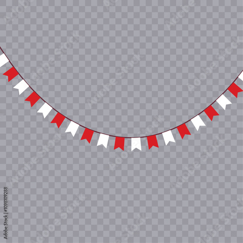 Festive flag garland vector illustration. Retro bunting in simple flat style, isolated on white background. Carnival, birthday, circus border decoration.