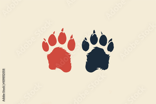 Whiskers & Paws Artistic Footprints, Grunge Icons, Symbols for Pet Enthusiasts Art & Illustration