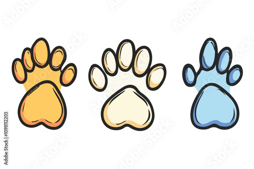 Whiskers & Paws Artistic Footprints, Grunge Icons, Symbols for Pet Enthusiasts Art & Illustration