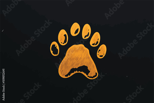 Whiskers & Paws Artistic Footprints, Grunge Icons, Symbols for Pet Enthusiasts Art & Illustration