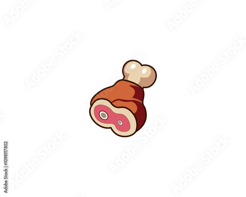 Vector illustration of Cartoon pig leg, pork knuckle isolated on white background	