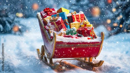 Santa’s sleigh packed with colorful presents, ready for delivery2 photo