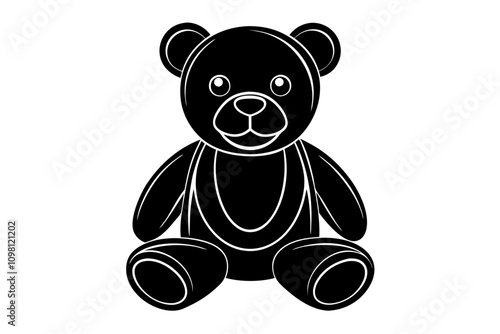 Teddy bear icon. Simple vector plushie bear toy illustration, Teddy bear colored icon se ,teddy bear silhouette, Vector illustration, isolated on white background.