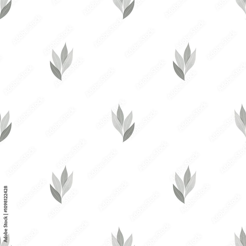 Obraz premium seamless pattern with watercolor leaves on a white background