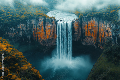 Angel Falls Venezuela top view realistic photo photo