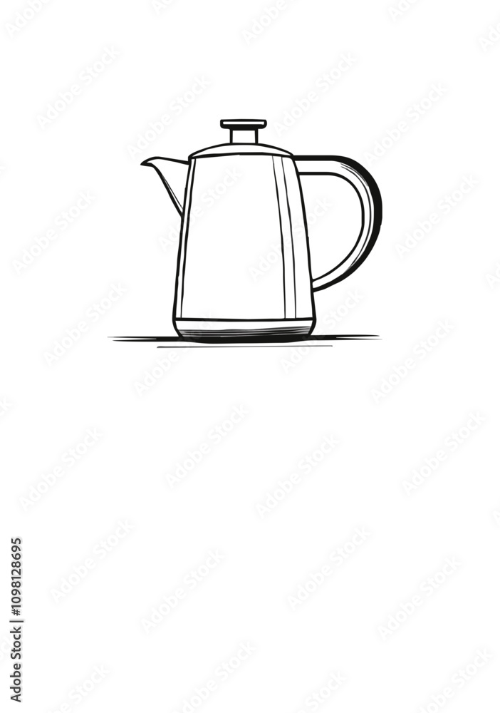 Obraz premium Minimalist Vector Illustration of a Coffee Pot with Modern Handle and Spout in Line Art Style