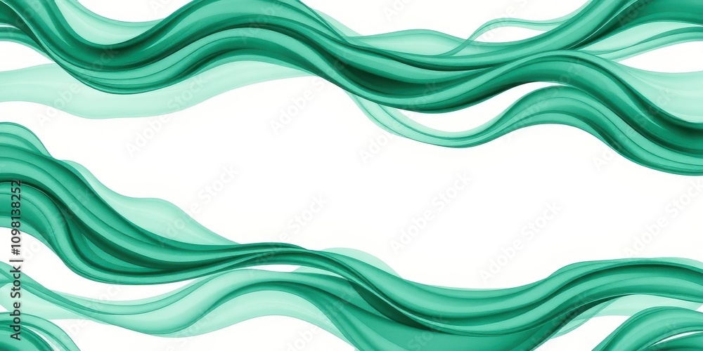 Fototapeta premium Abstract Green Wave Pattern with Smooth Flowing Lines and White Background