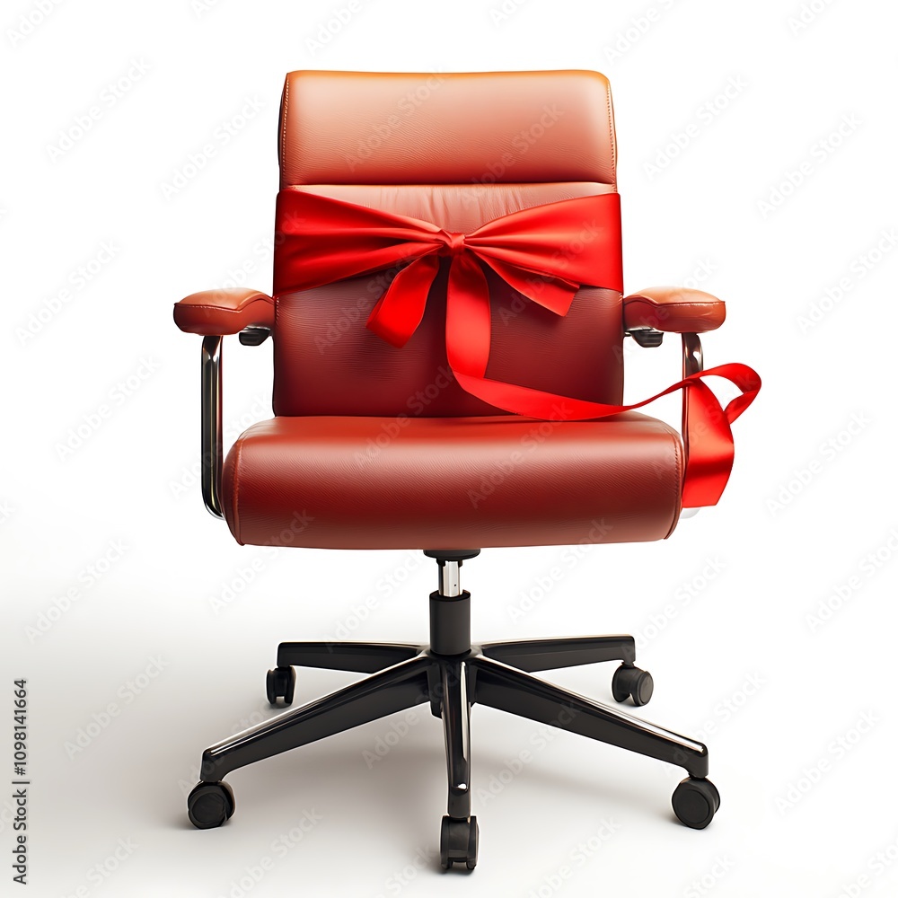 Fototapeta premium Christmas Ribbon Wrapped Around an Office Chair for a Festive Look