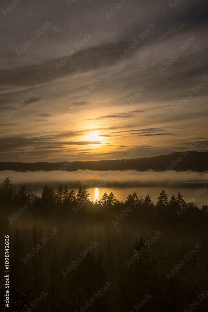 Obraz premium sunset over the river