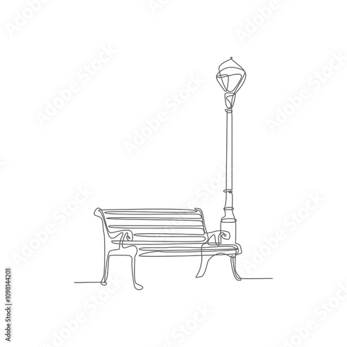 park bench continuous single line