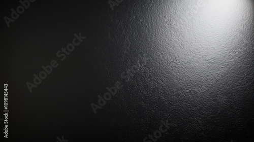 textured black wall with gradient of white light illuminating upper right corner creates dramatic contrast. surface appears rough and adds depth to image