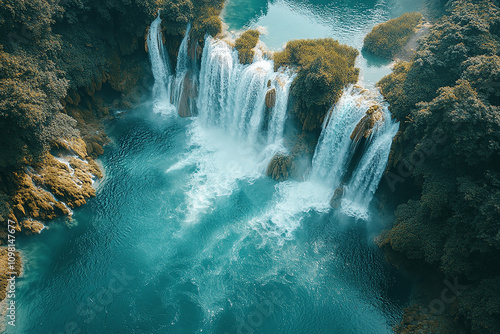 Ban GiocDetian Falls VietnamChina top view place photo