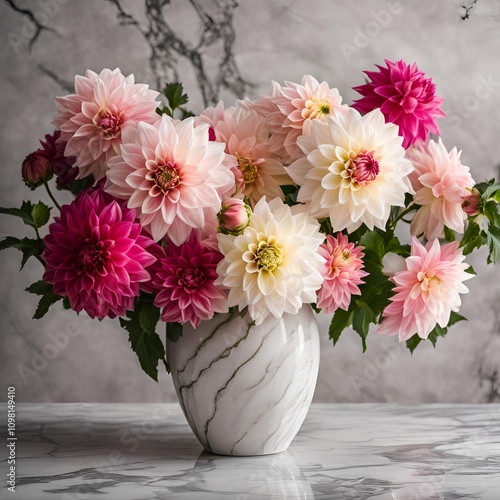 Wallpaper Mural Beautiful Flower Bouquet Of Dahlias In A Vase Pink  Torontodigital.ca