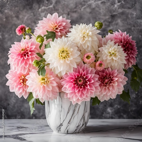 Wallpaper Mural Beautiful Flower Bouquet Of Dahlias In A Vase Pink  Torontodigital.ca