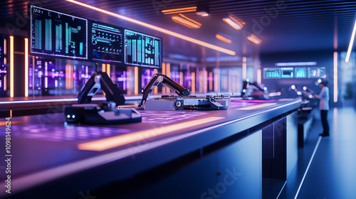 Wallpaper Mural High Tech Autonomous Factory with Robotics and Digital Twin Technology Torontodigital.ca