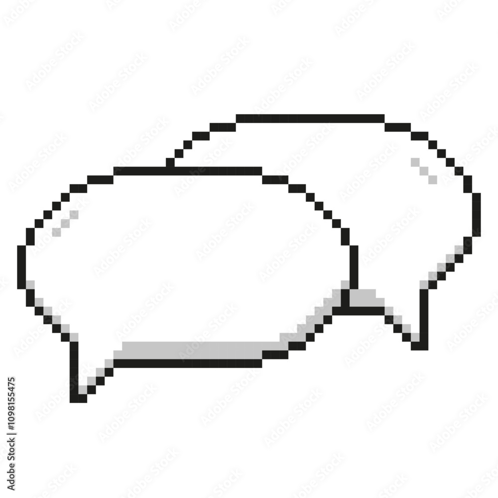 Obraz premium Pixel speech bubbles isolated on white background. Pixel vector element. 8-bit style illustration.