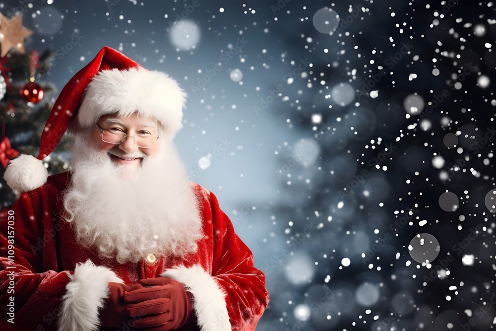 Jolly Santa Claus surrounded by a Sparkling Background that captures the essence of the Holidays