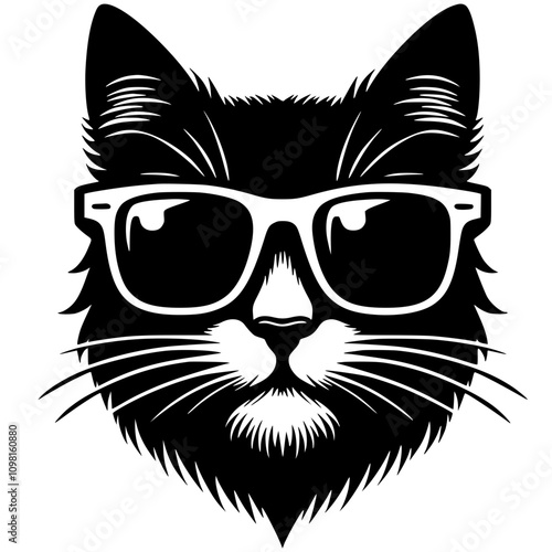 Cool cat face silhouette