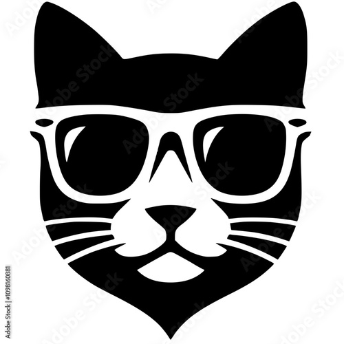 Cute cat face silhouette