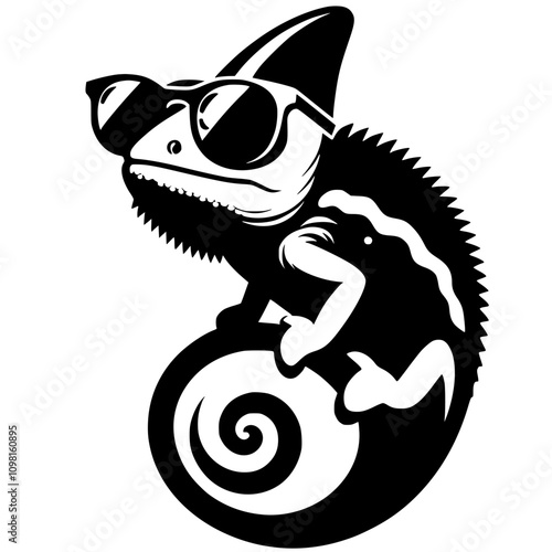 Summer chameleon silhouette