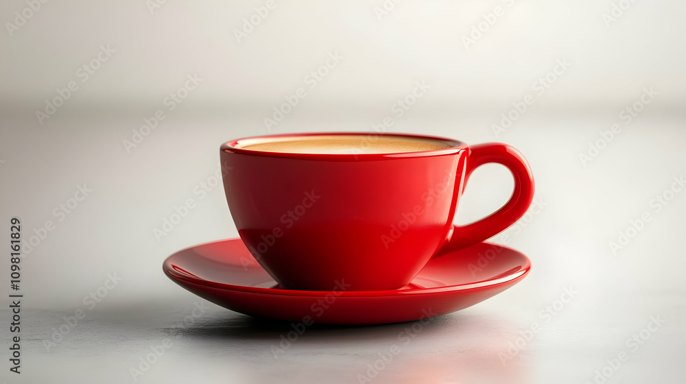 Fototapeta premium Red Cup of Coffee 3D Illustration