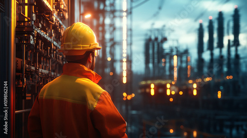 Supervising electrical engineer ensuring efficient power distribution at an electrical substation
