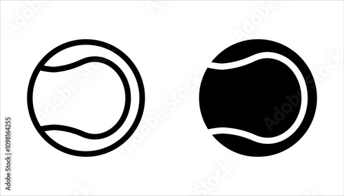 Tennis balls and tennis racket icon set. Vector Illustration for web design. isolated on white background.