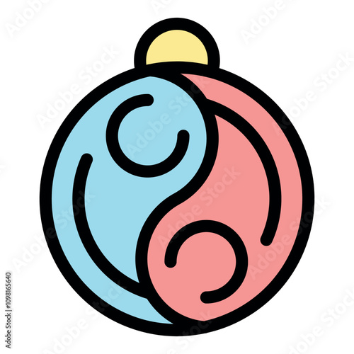 Christmas ornament representing the concept of yin and yang, symbolizing balance and harmony