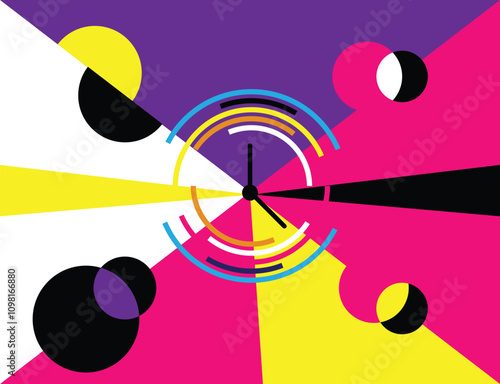 Abstract Time Clock Background Flat Style. Backgrounds and other graphic design resources vector art. Business management, planning and success topic.