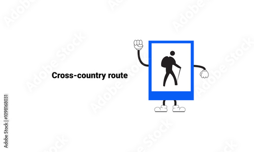 Cross-country route sign graphic vector illustration with cartoon characters. Graphic design is suitable for children's education, story books, or traffic safety materials. vector illustration