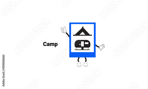 camp sign graphic vector illustration with cartoon characters. Graphic design is suitable for children's education, story books, or traffic safety materials. vector illustration