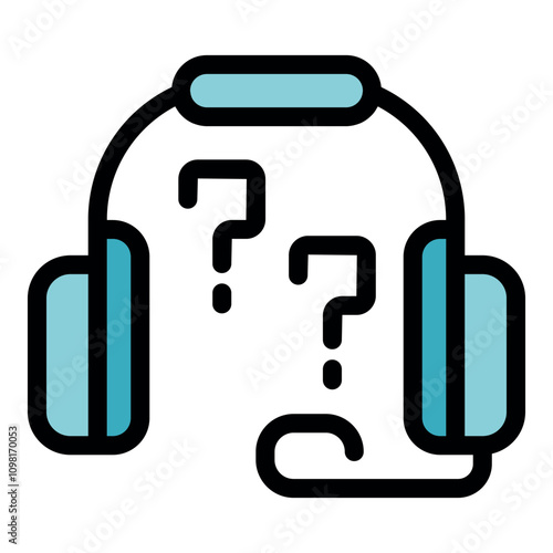 Headphones with question marks represent the concept of listening to and addressing inquiries, providing support and solutions