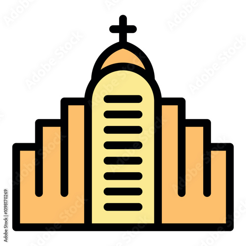 Simple church building with cross, representing christianity, religion, faith, worship, and community