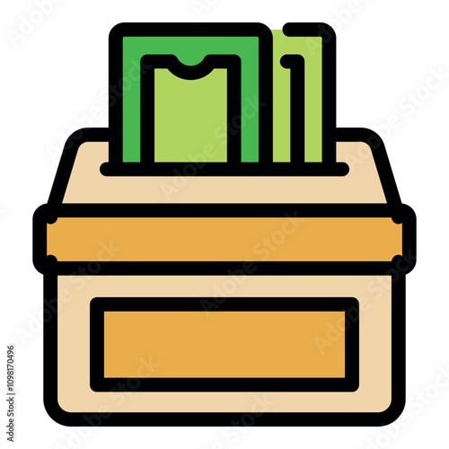 Donation box collecting money, symbolizing charity, fundraising, and non profit support