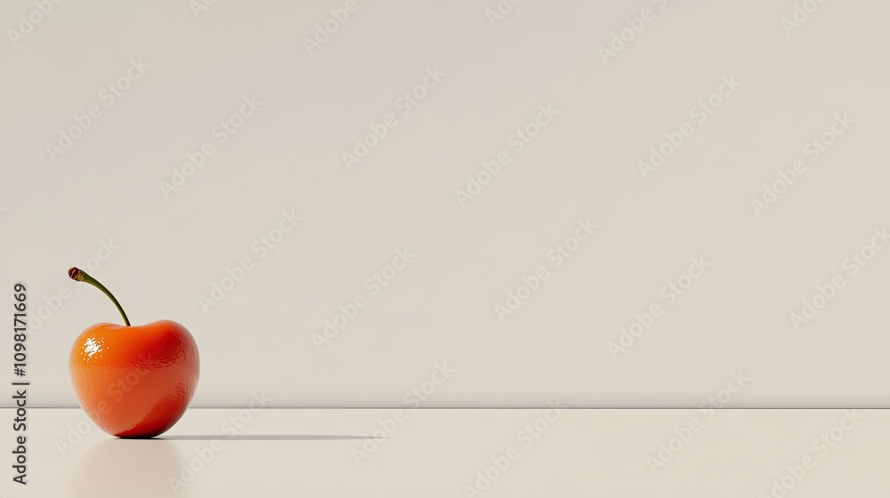 Obraz premium Single cherry on a plain white background