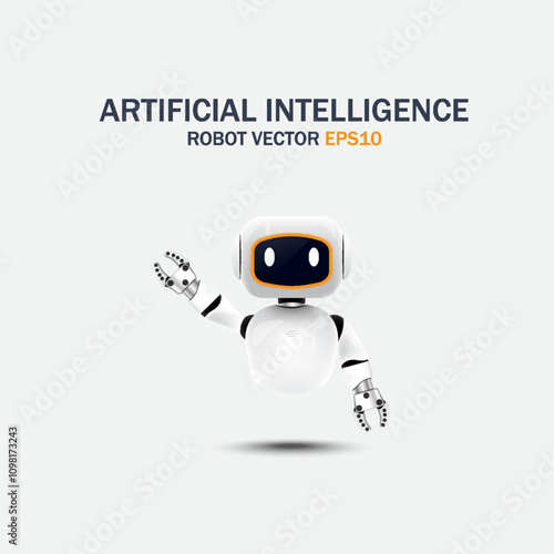 3D robot vector illustration, artificial intelligence cyborg concept