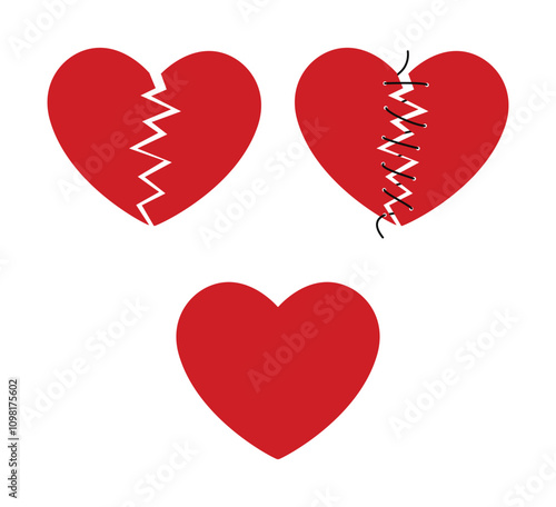 broken heart sewing seam icon