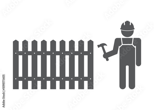 worker man build fence icon